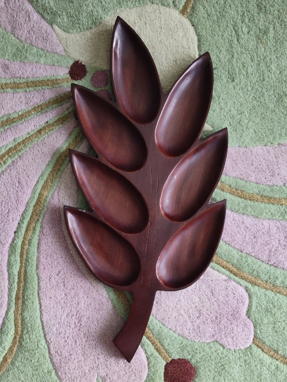 Solid Mahogany Leaf Serving Platter